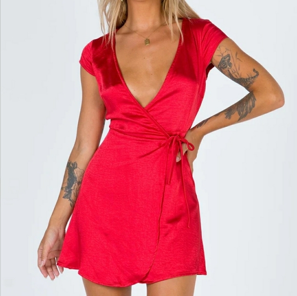 NWT Princess Polly Red Emily Mini Dress 12 - Picture 7 of 8